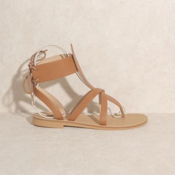 NWOT Oasis Society Blaze Lace Up Sandal in Brown Size 9 - Picture 1 of 11